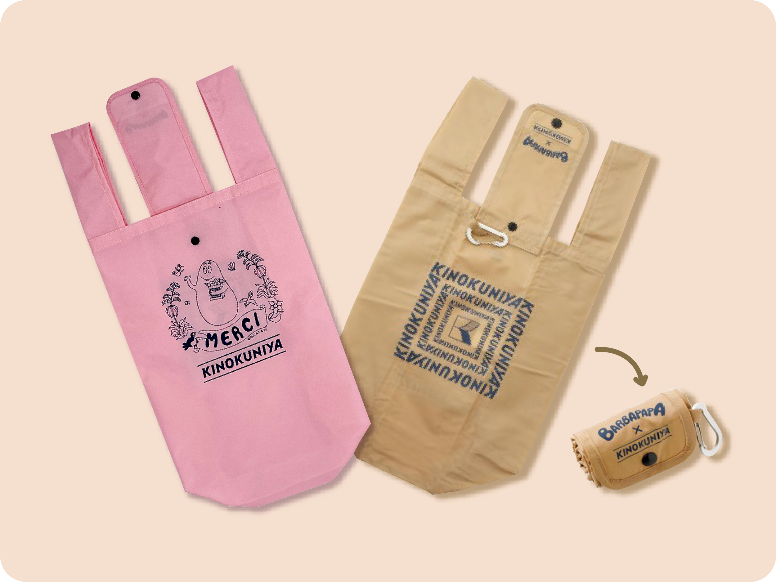 バーバパパカラビナ付き　エコバッグ